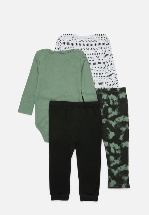 Pop Candy - 4 Piece bodyvest & legging set - grey & green