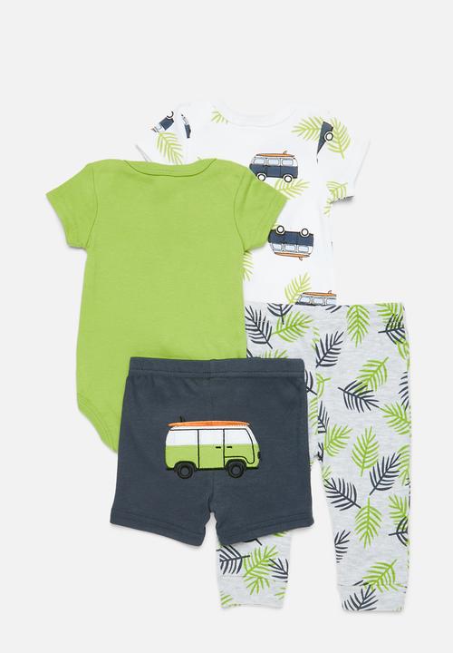 Pop Candy - 4 Piece bodyvest shorts & legging set - green & blue