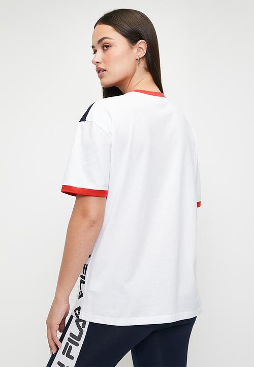 FILA - Molly Oversized T-Shirt - White/ Fila Blue/ Fila Red