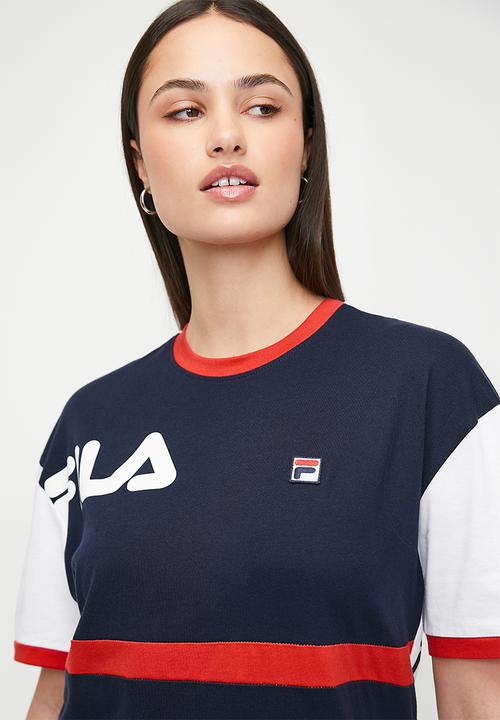 FILA - Molly Oversized T-Shirt - White/ Fila Blue/ Fila Red