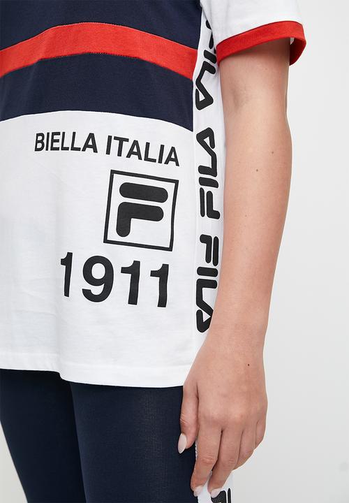 FILA - Molly Oversized T-Shirt - White/ Fila Blue/ Fila Red