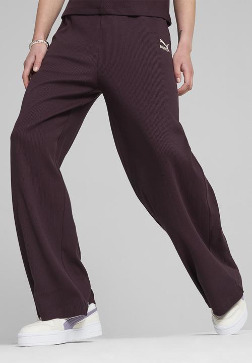 PUMA - Classics Ribbed Relaxed Pants - Midnight Plum