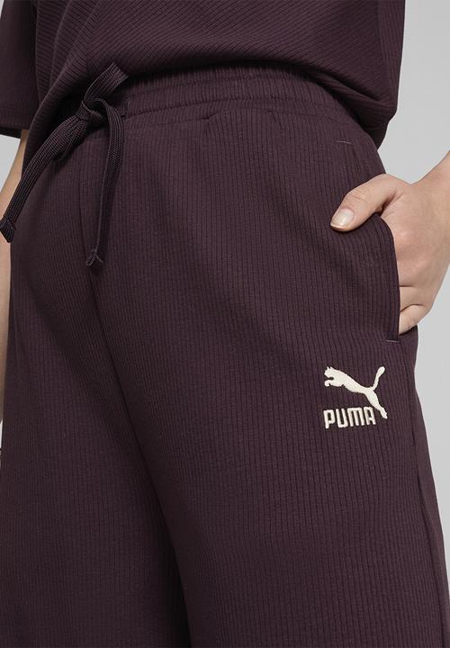 PUMA - Classics Ribbed Relaxed Pants - Midnight Plum