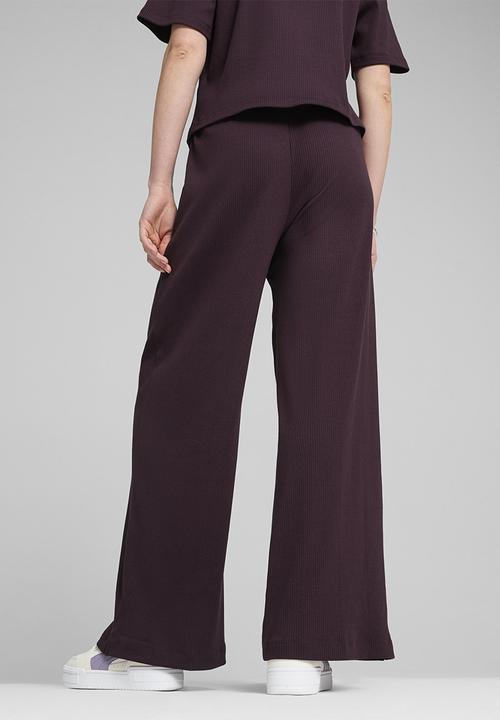 PUMA - Classics Ribbed Relaxed Pants - Midnight Plum