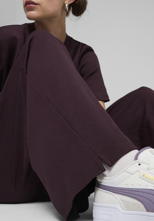 PUMA - Classics Ribbed Relaxed Pants - Midnight Plum