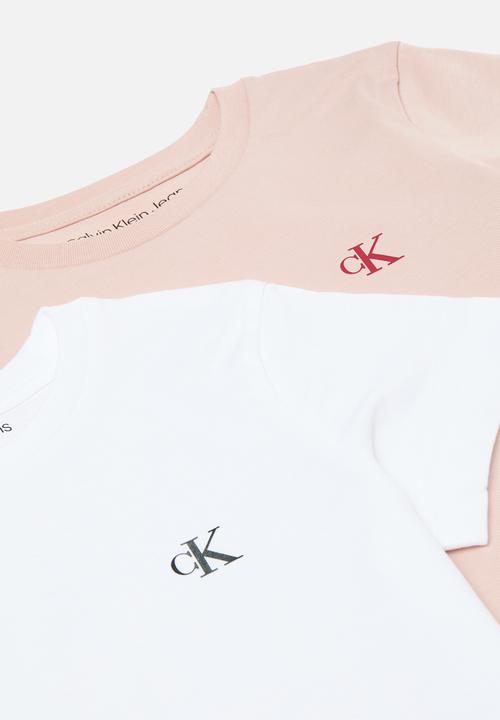 Calvin Klein - Ckjk 2-Pack slim monogram top kids - bright white & sepia rose
