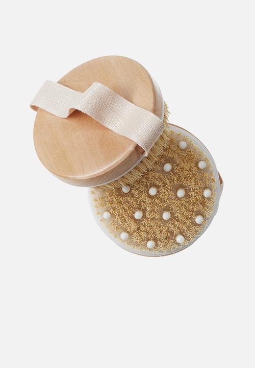 H&M - Round dry body brush - light beige & white