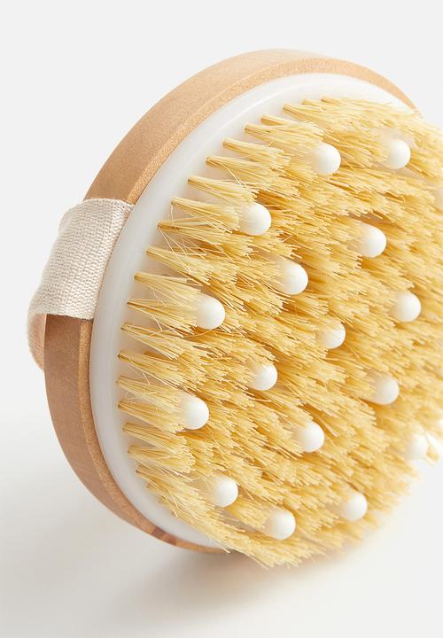 H&M - Round dry body brush - light beige & white