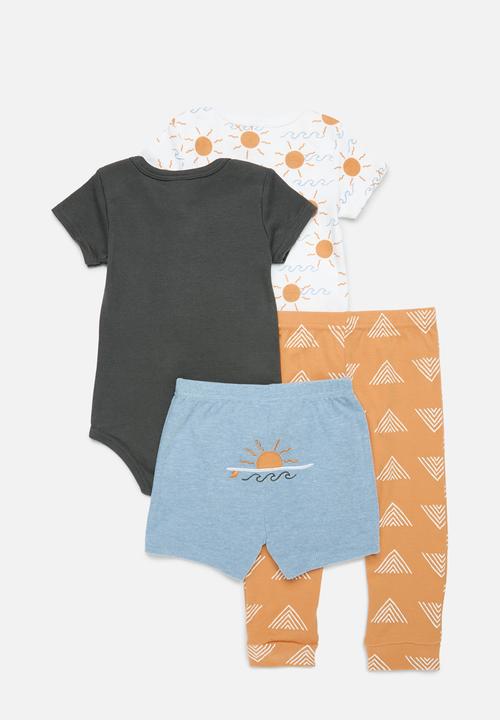 Pop Candy - 4 Piece bodyvest shorts & legging set-  multi