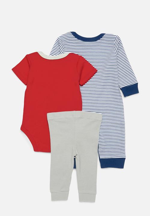 Pop Candy - 3 Piece romper bodyvest & legging set-blue & red