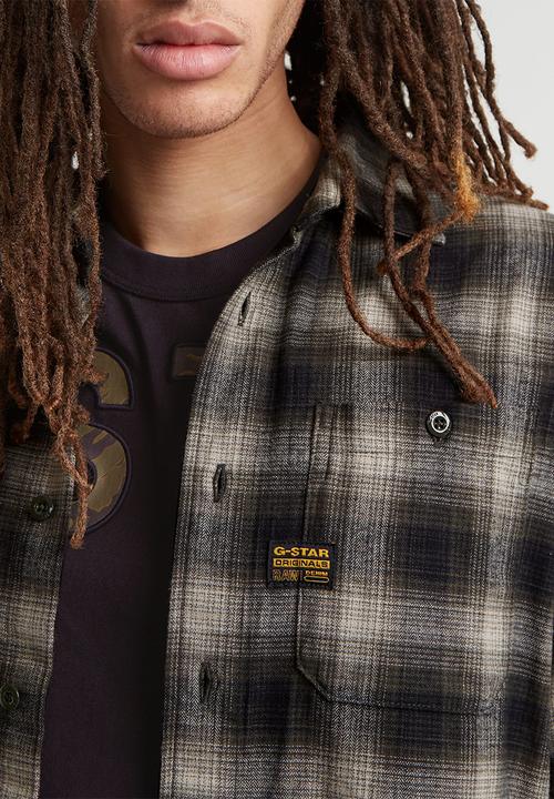 G-STAR - Bristum 2.0 Slim Shirt l\s - dk moss arthur check