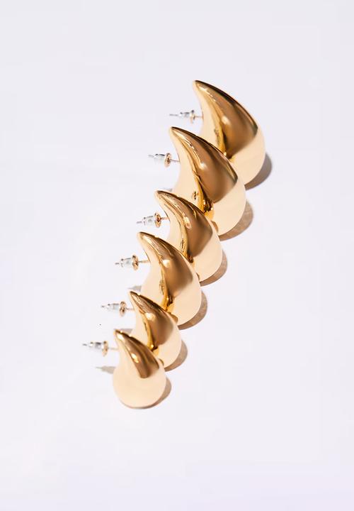 PrettyLittleThing - Tear drop stud earring multipack - Gold