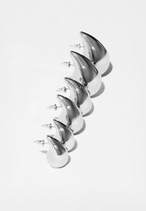 PrettyLittleThing - Tear drop stud earring multipack - silver