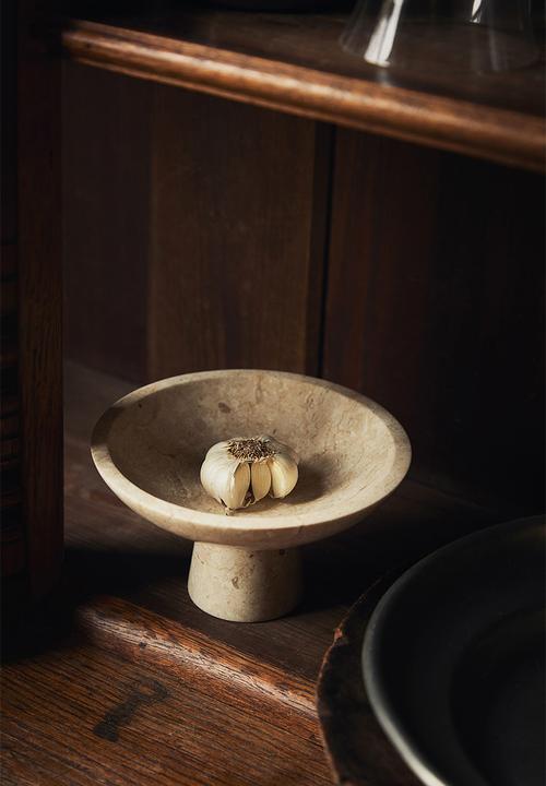 H&M - Marble pedestal bowl - beige