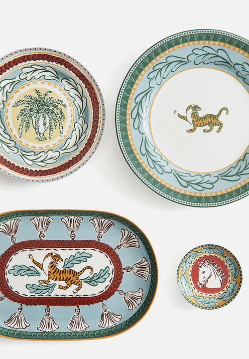 H&M - Porcelain mid plate - Light yellow Patterned