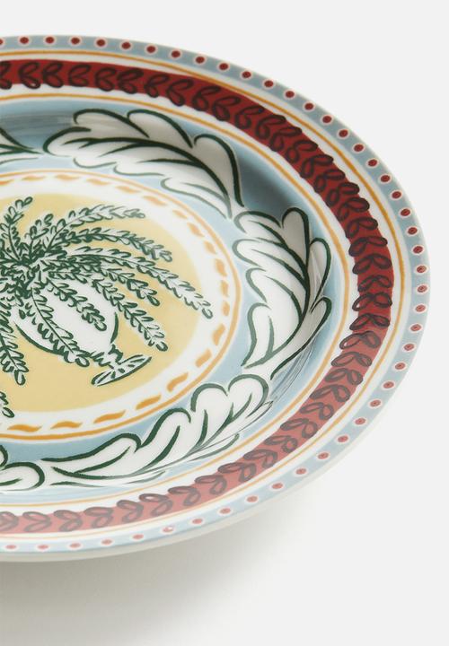 H&M - Porcelain mid plate - Light yellow Patterned