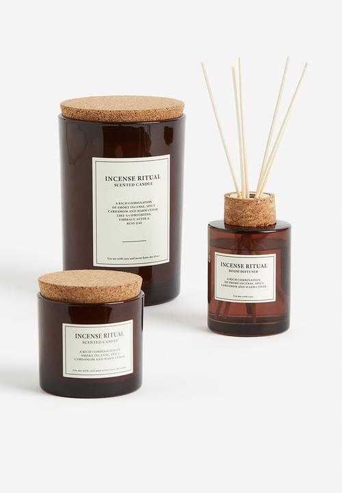 H&M - Large cork-lid scented candle - dark brown/incense ritual 