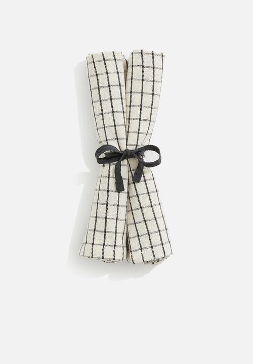 H&M - 2-Pack napkins - Dark grey Checked