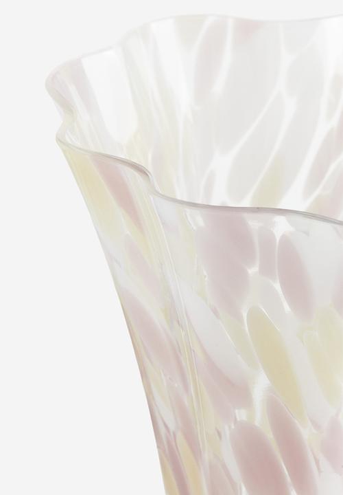 H&M - Glass vase - light pink patterned