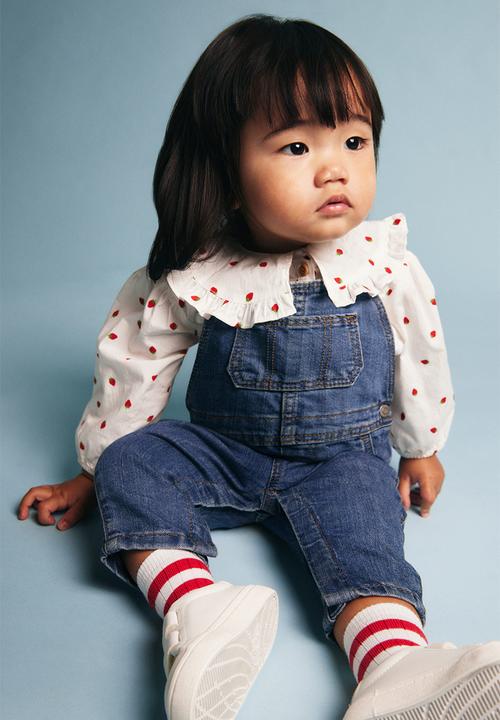 H&M - Collared cotton blouse - white strawberries