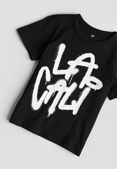 H&M - Printed cotton T-shirt - Black LA Cali