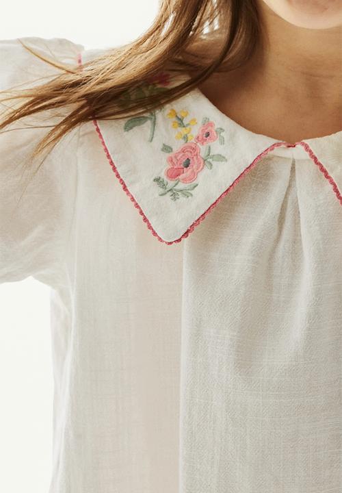 H&M - Embroidered-motif blouse - cream