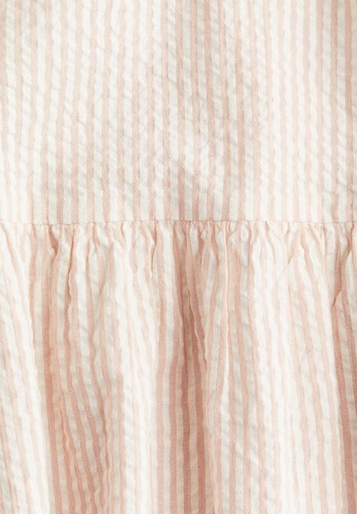H&M - Cotton dress - Light dusty pink Striped
