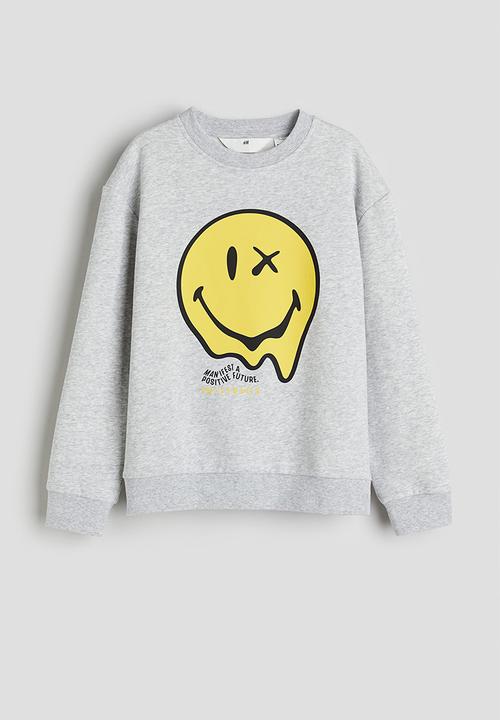 H&M - Printed sweatshirt - light grey marl smileyworld®
