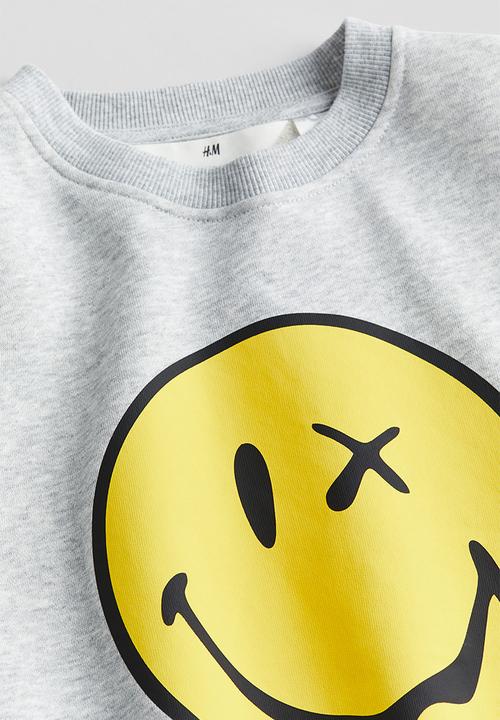 H&M - Printed sweatshirt - light grey marl smileyworld®