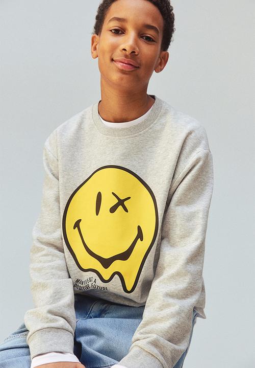 H&M - Printed sweatshirt - light grey marl smileyworld®