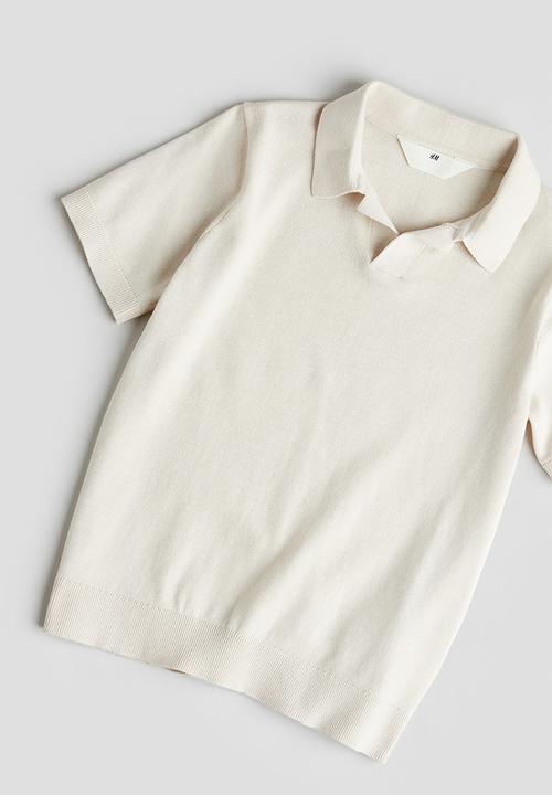 H&M - Fine-knit polo shirt - light beige