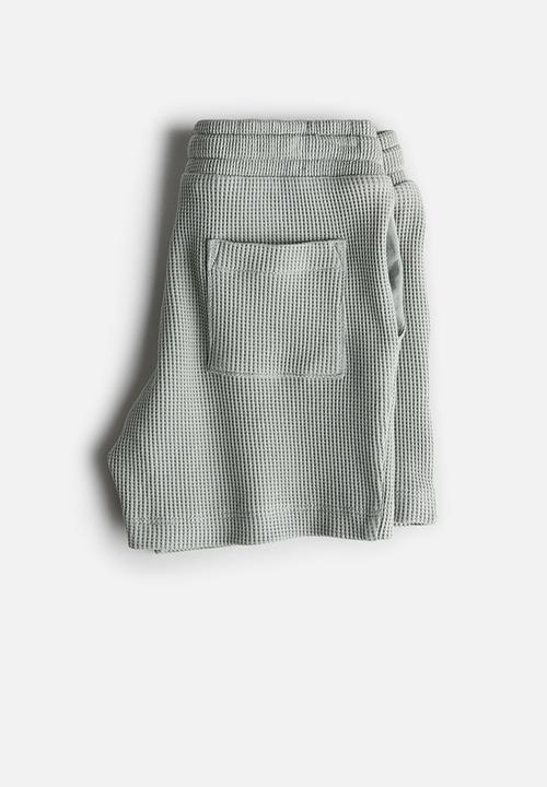 H&M - 2-Piece waffled jersey set - Light khaki green