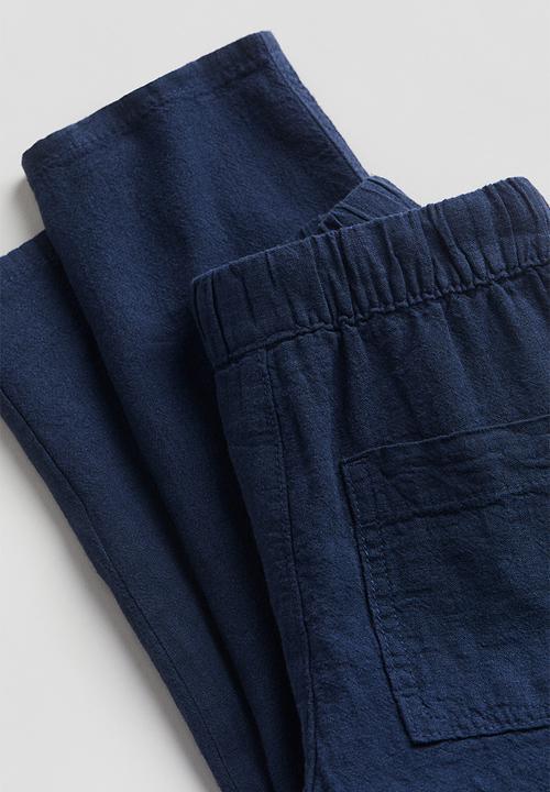 H&M - Linen-blend pull-on trousers - blue