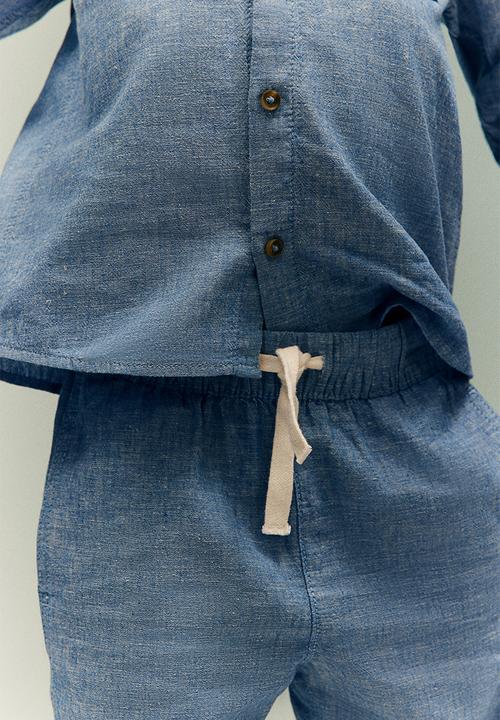 H&M - Linen-blend pull-on trousers - blue