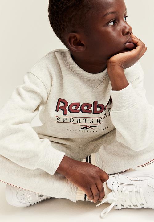 H&M - Reebok X H&M : 2-piece text-motif sweatshirt set - light grey marl