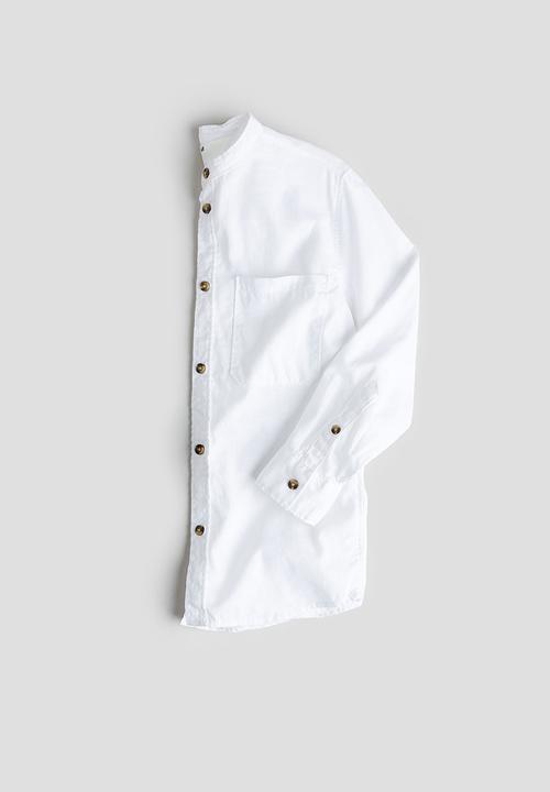 H&M - Linen-blend grandad shirt - white