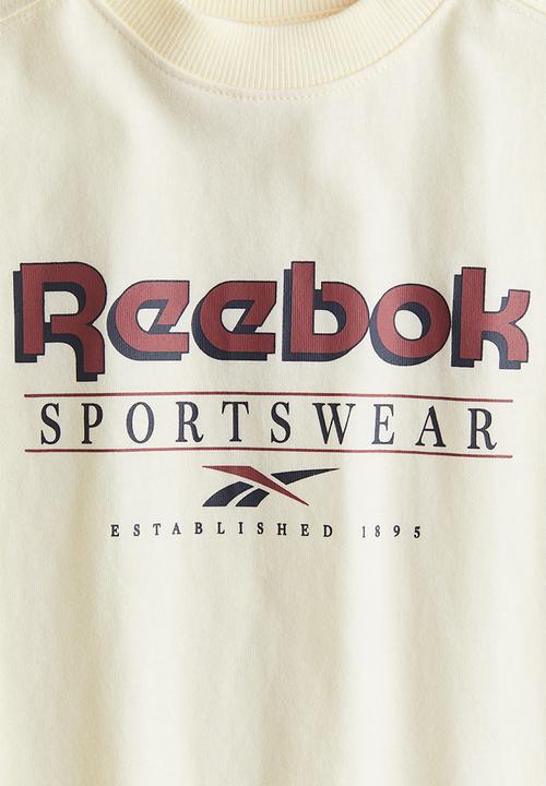 H&M - Reebok X H&M : Print-motif T-shirt - beige/reebok