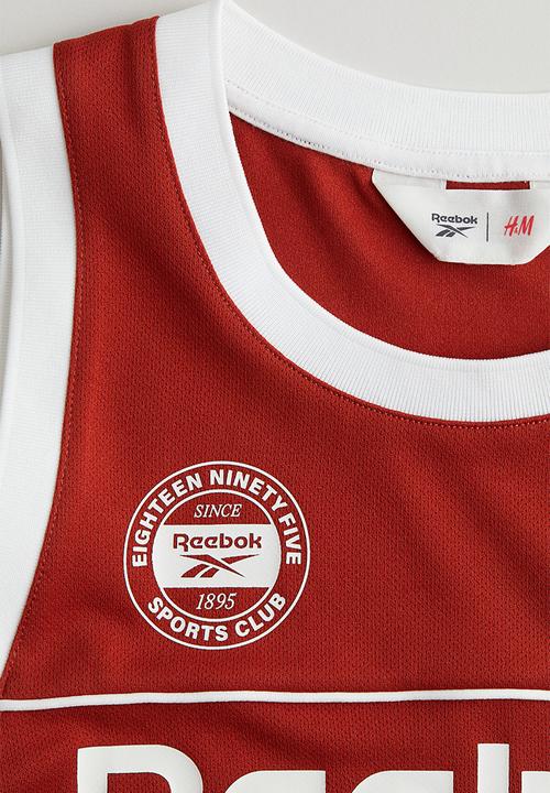 H&M - Reebok X H&M: Print-motif mesh vest top - Red Reebok