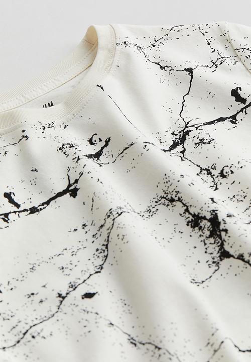 H&M - Printed cotton T-shirt - white patterned
