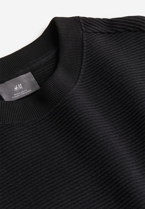 H&M - Regular fit ribbed sweatshirt - black
