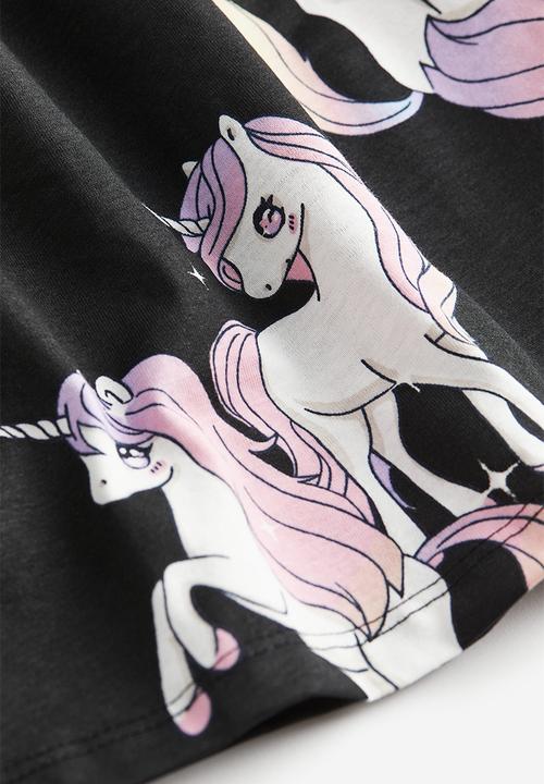 H&M - Patterned cotton dress - black unicorns