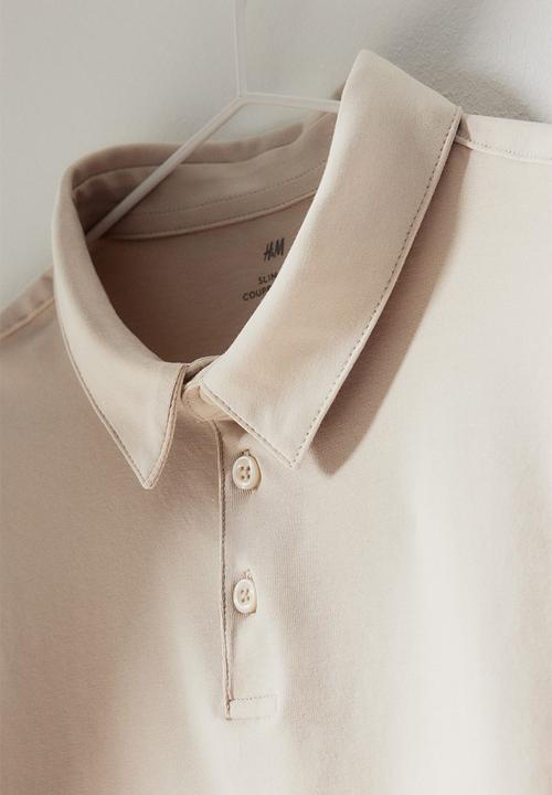 H&M - Slim fit polo shirt - light beige