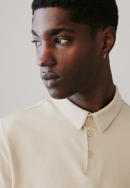 H&M - Slim fit polo shirt - light beige
