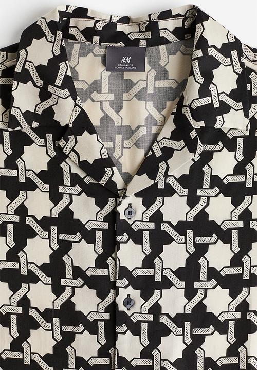 H&M - Regular fit lyocell resort shirt - light beige patterned