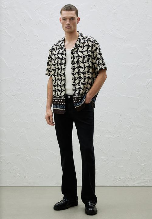 H&M - Regular fit lyocell resort shirt - light beige patterned