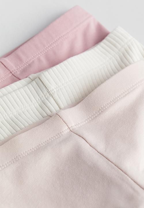 H&M - 3-pack jersey leggings - pink,white