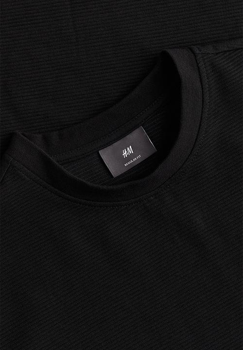 H&M - Regular fit ribbed T-shirt - black