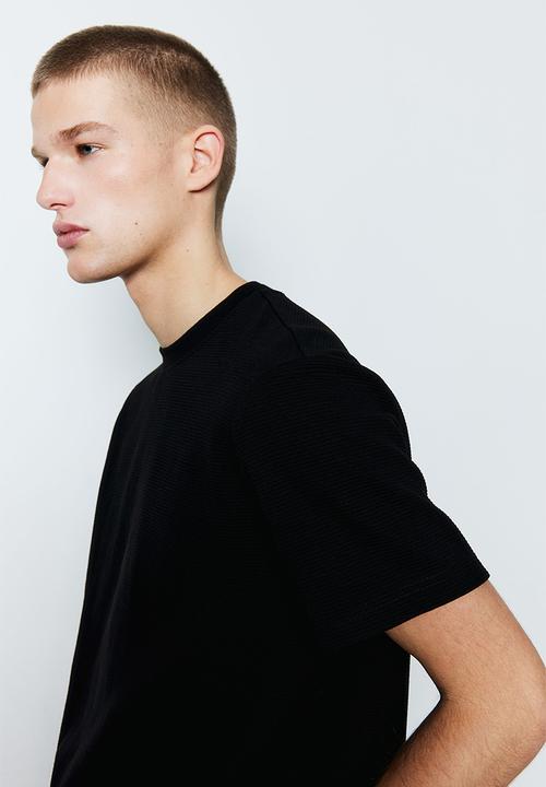 H&M - Regular fit ribbed T-shirt - black