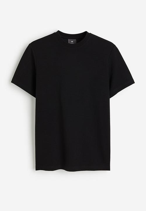 H&M - Regular fit ribbed T-shirt - black