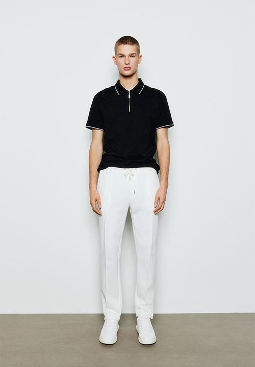 H&M - Slim fit zip-top polo shirt - black